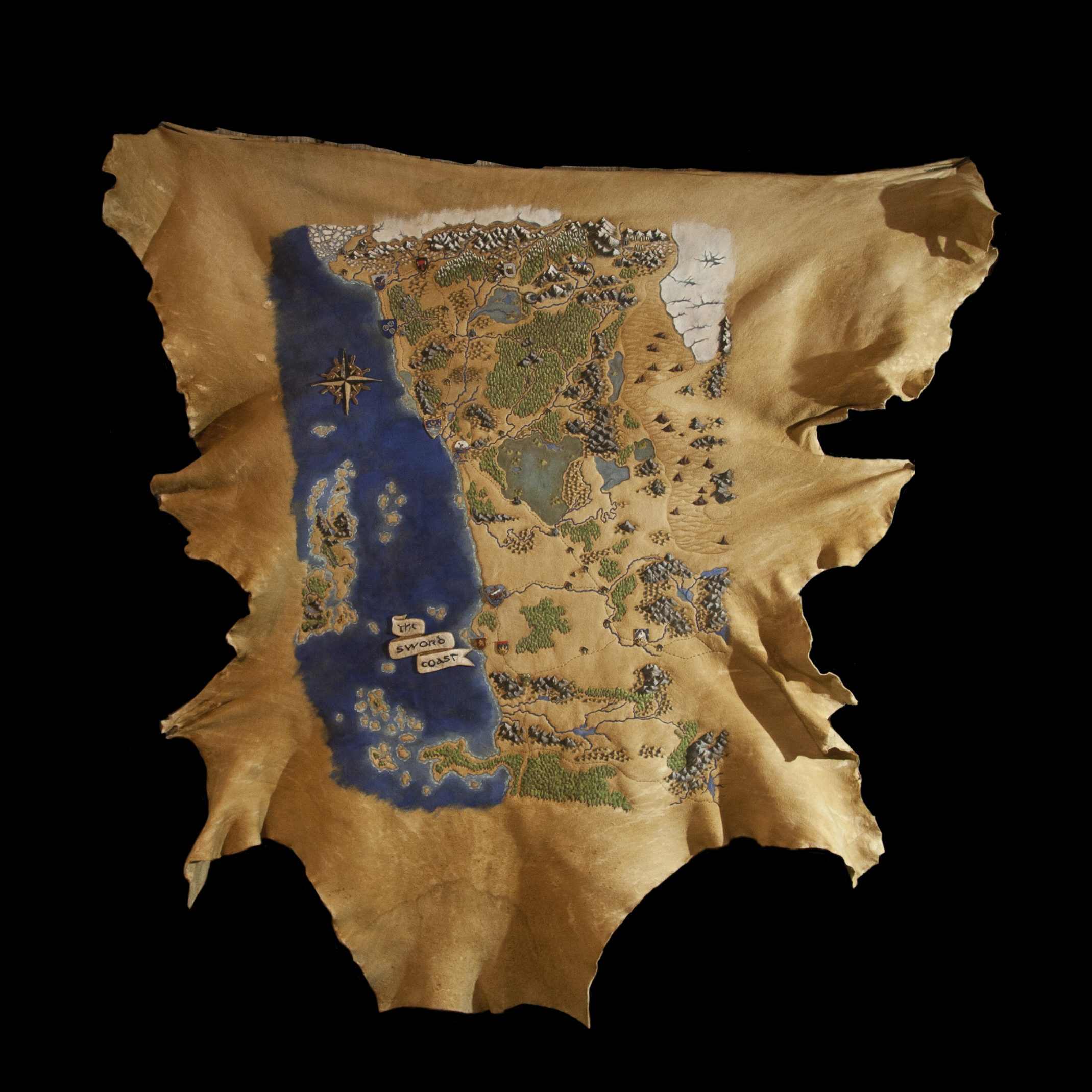 Original Buckskin Map of The Sword Coast for D&D Adventurers