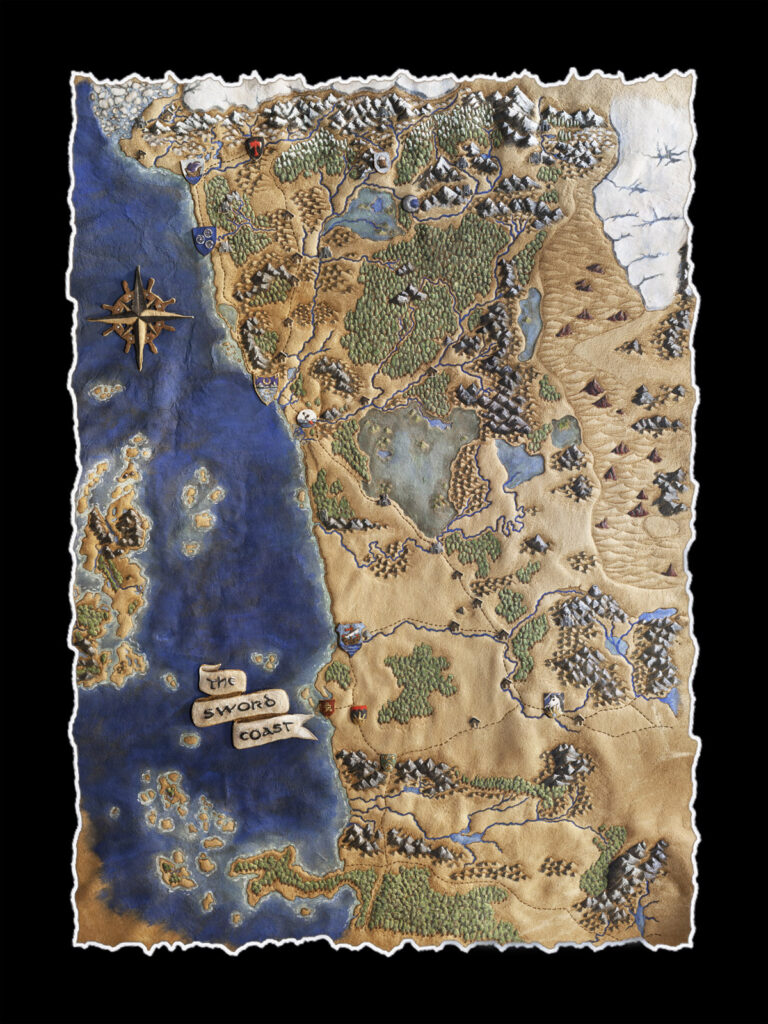 Faerun's Sword Coast World Map Reproduction Cave Geek Art