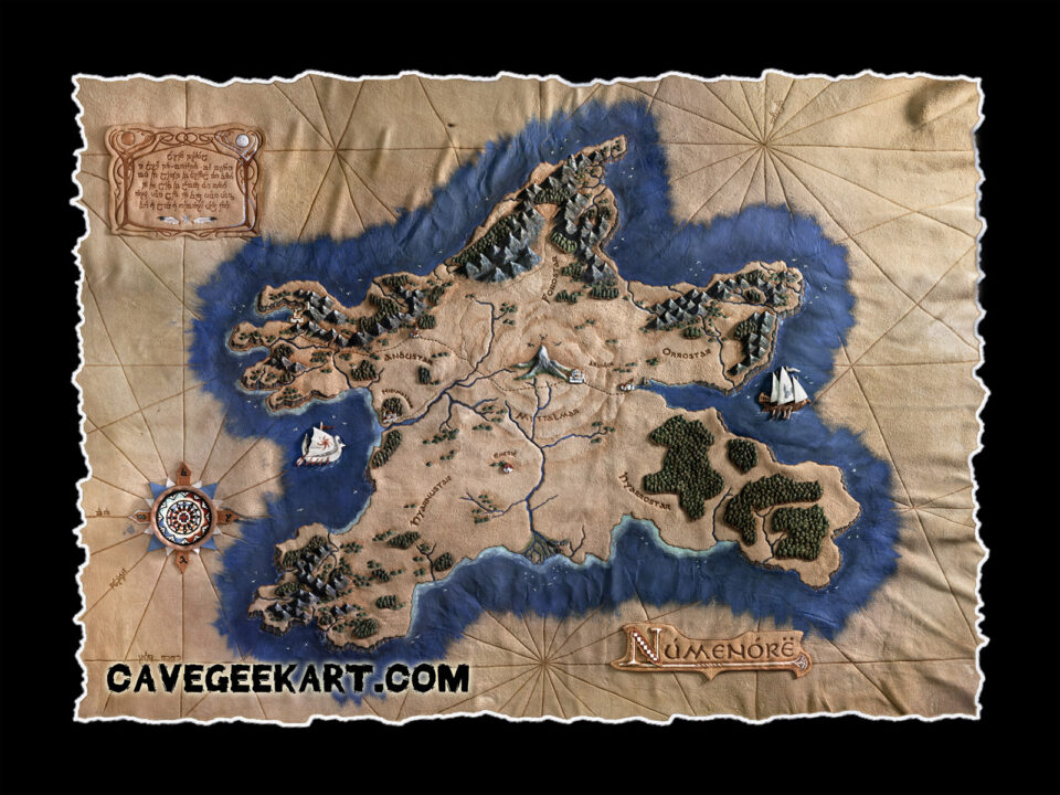 Lord of the Rings Map of Numenor Hand Deckled