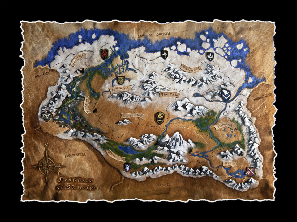Skyrim The Elder Scrolls Map Hand Deckled scaled