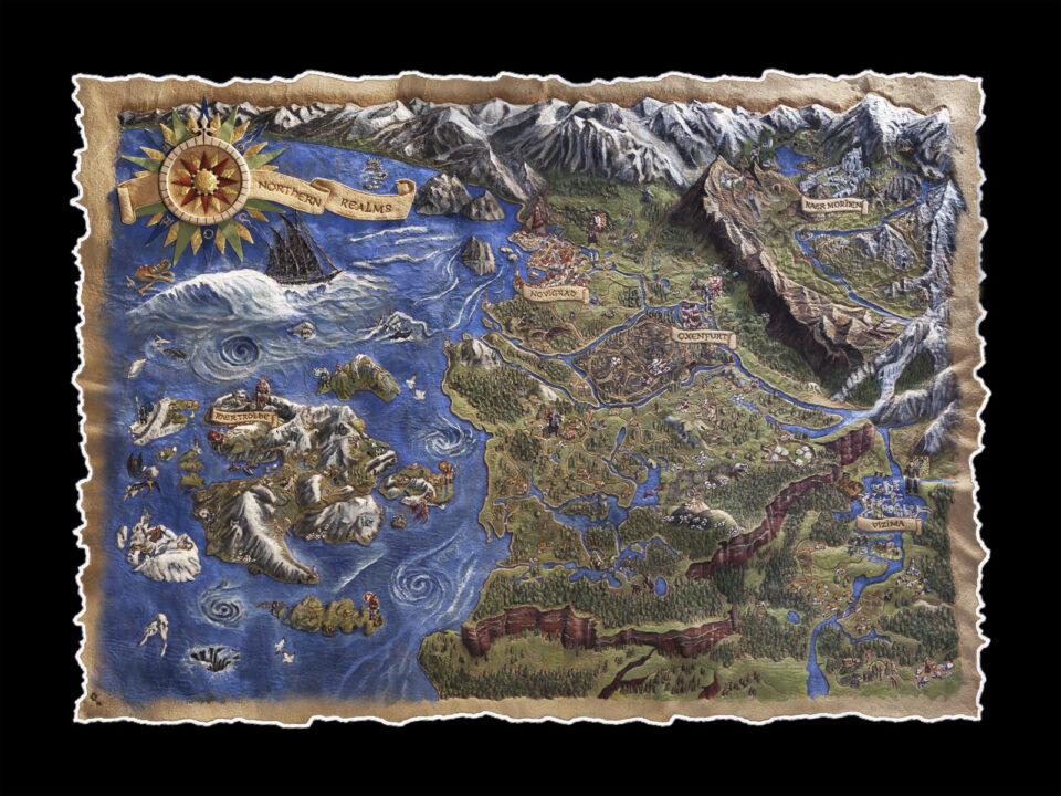 The Witcher 3 World Map Hand Deckled scaled