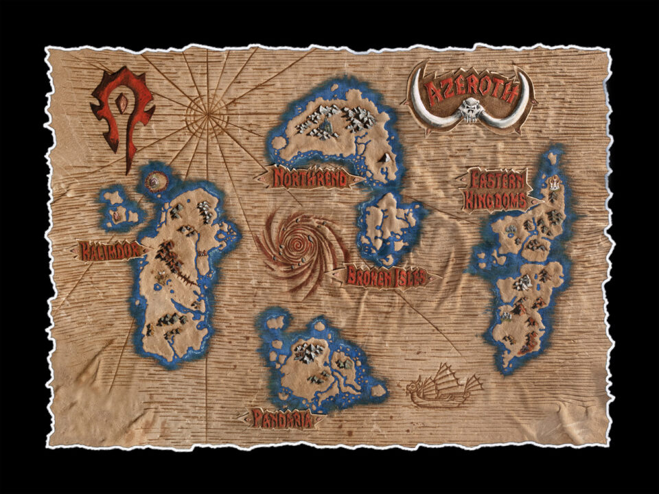 World of Warcraft Azeroth Map Hand Deckled scaled